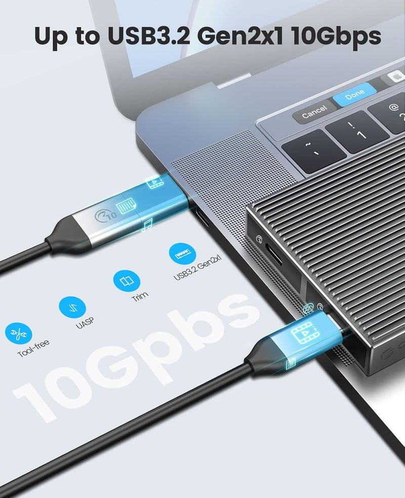 Orico حاوية SSD مزدوجة M.2 NVMe، محول USB C إلى M2 لمفتاح M PCIe 2230/2242/2260/2280 SSDs، تركيب بدون أدوات، قارئ SSD من الألمنيوم يدعم Trim و UASP حتى 2x4TB-BM2-2N - Image 2